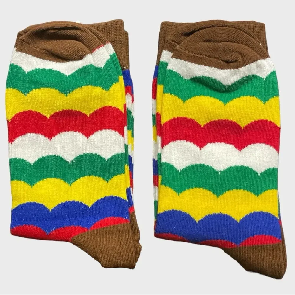 2 pairs - Colorful Fall Funny Socks Wavy Stripe Women Socks